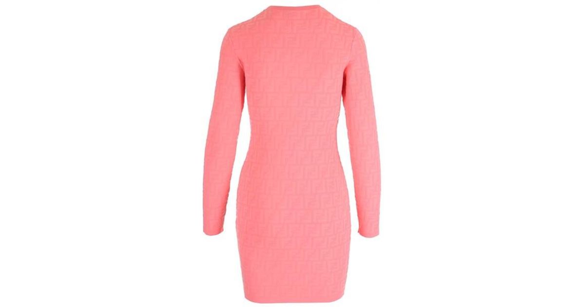 Fendi Fitted Crew-neck Dress in Pink | Lyst