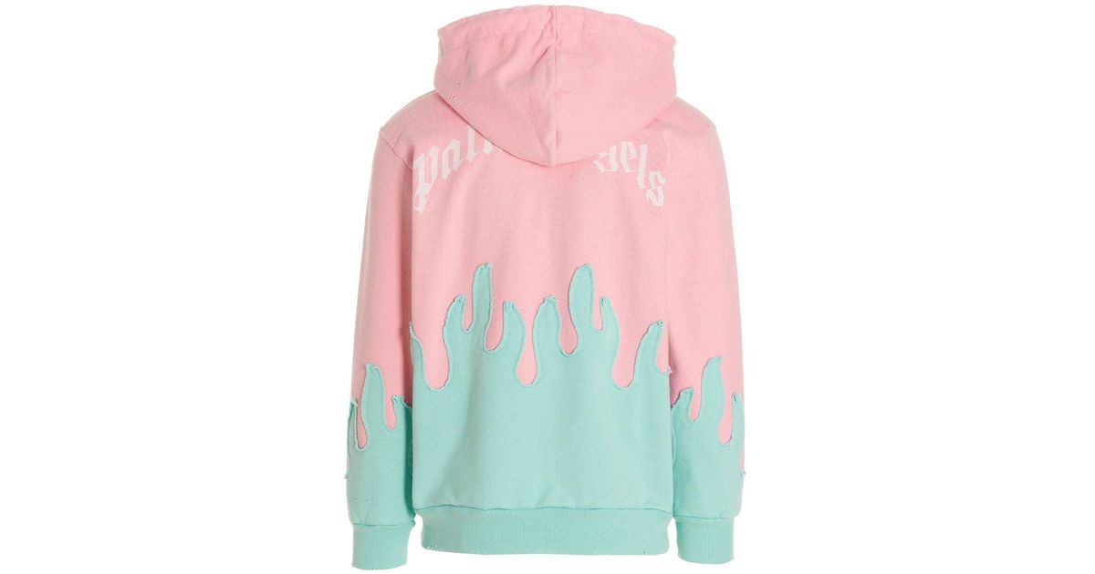 Palm Angels 'layered Flames Vintage' Hoodie in Pink for Men | Lyst