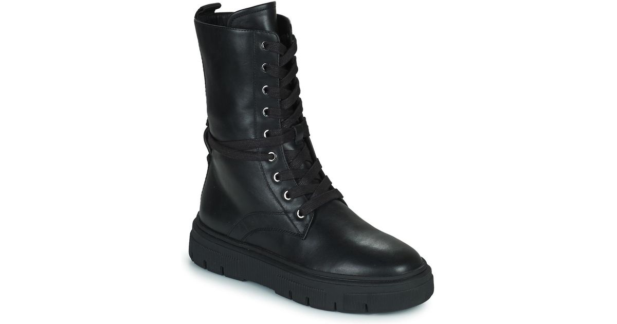 Geox Leather D Isotte E Mid Boots in Black Lyst UK