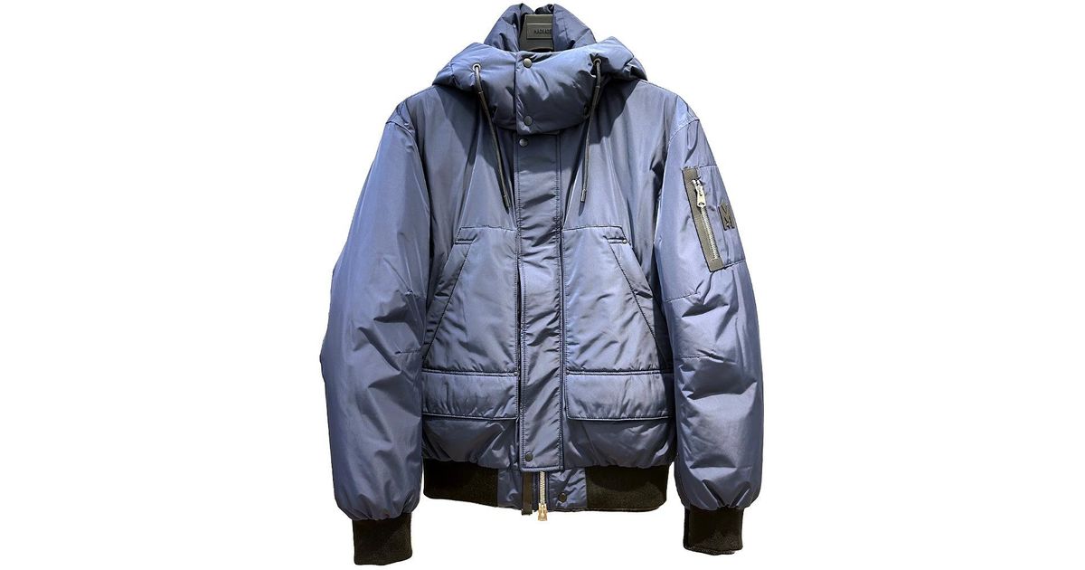 Mackage VIGGO Classic Down Bomber Jacket With Removable Hood Navy in
