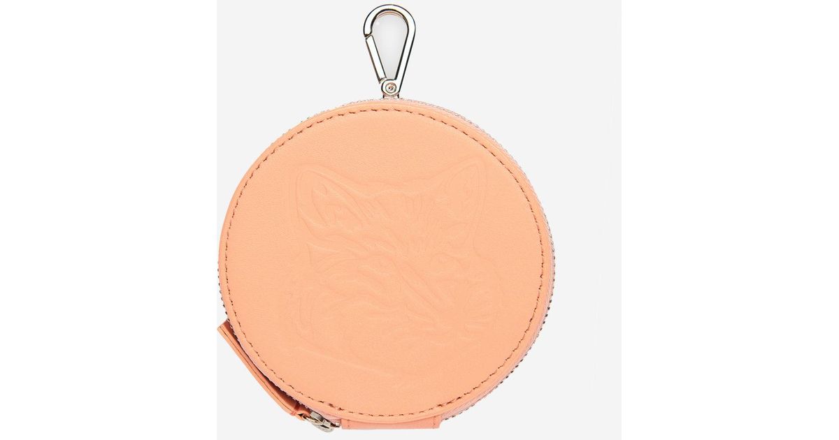 Maison Kitsuné Fox Head Coin Purse Peach Peach in Natural | Lyst