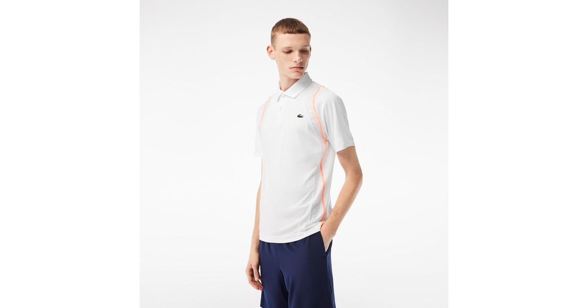 Hjelm Viewer svindler Lacoste Men's Tennis Recycled Polyester Polo Shirt White / Orange for Men |  Lyst
