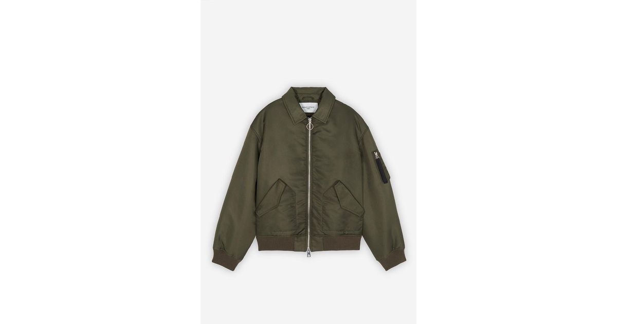 Maison Kitsuné Bomber Jacket Dark Khaki in Green | Lyst