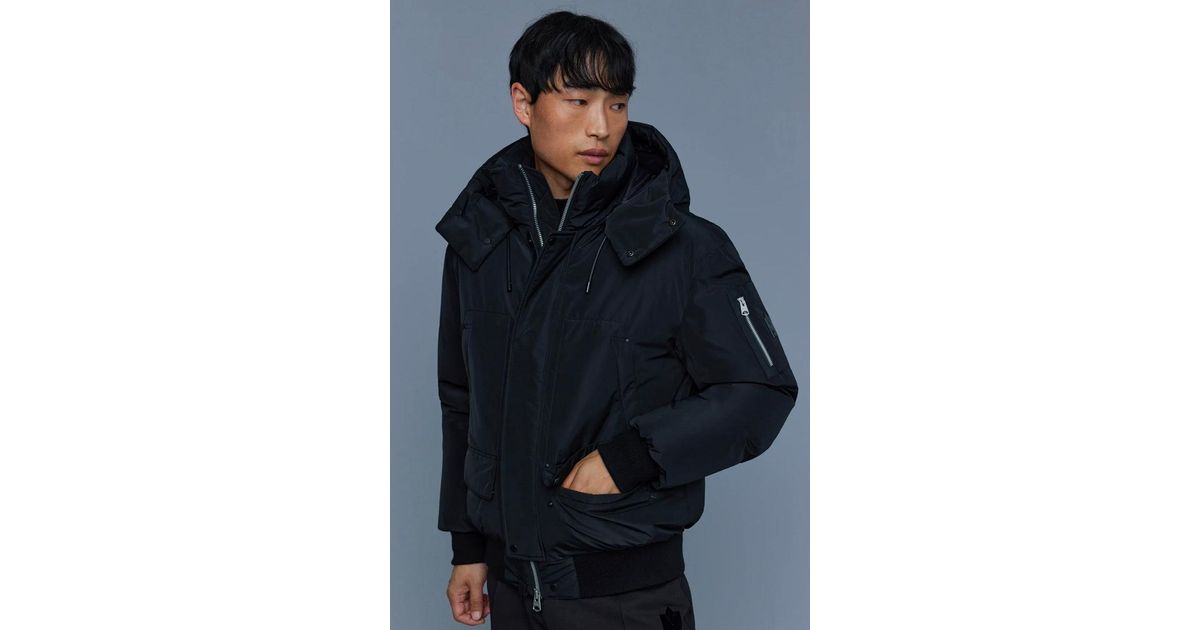 Mackage Viggo Classic Down Bomber Jacket With Removable Hood Black in ...