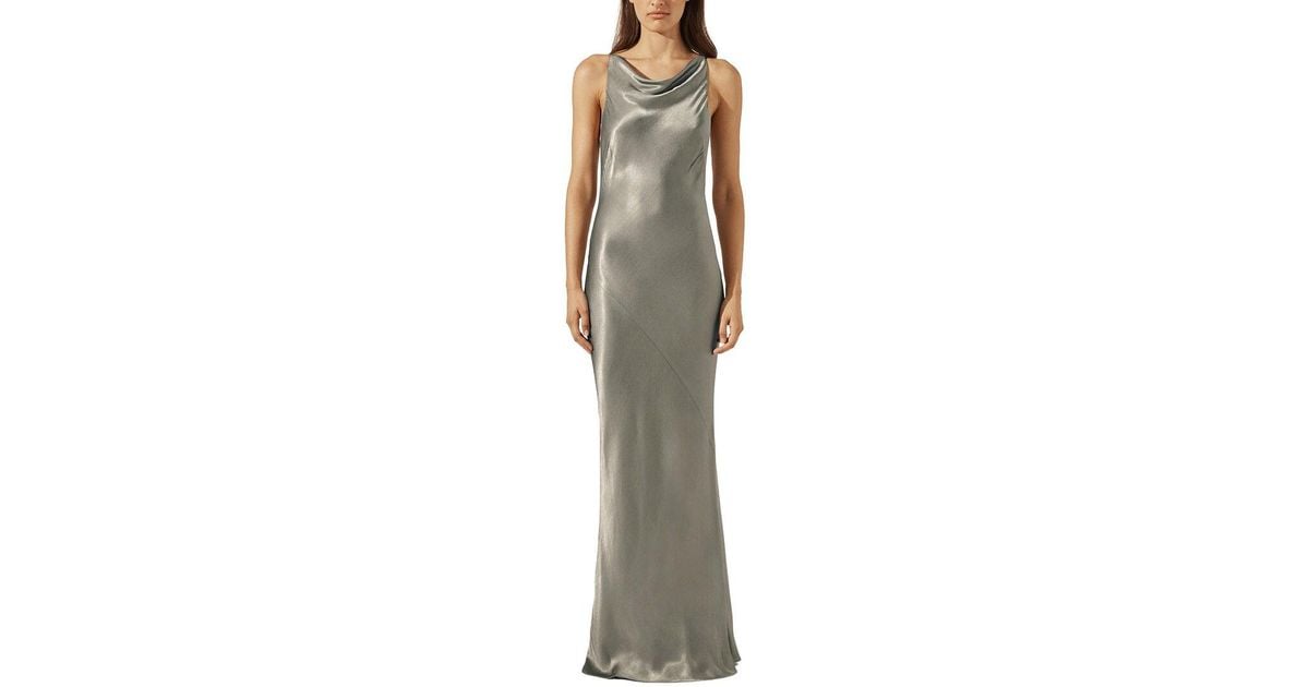 la lune high neck cowl maxi dress Shona Joy - La Lune High Neck Cowl Maxi Dress - Graphite
