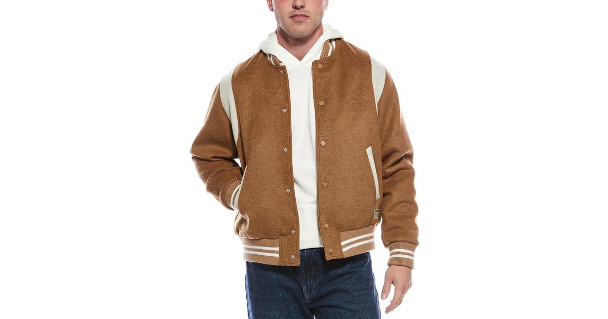 Hudson Jeans WoolBlend Varsity Jacket in Brown for Men Lyst