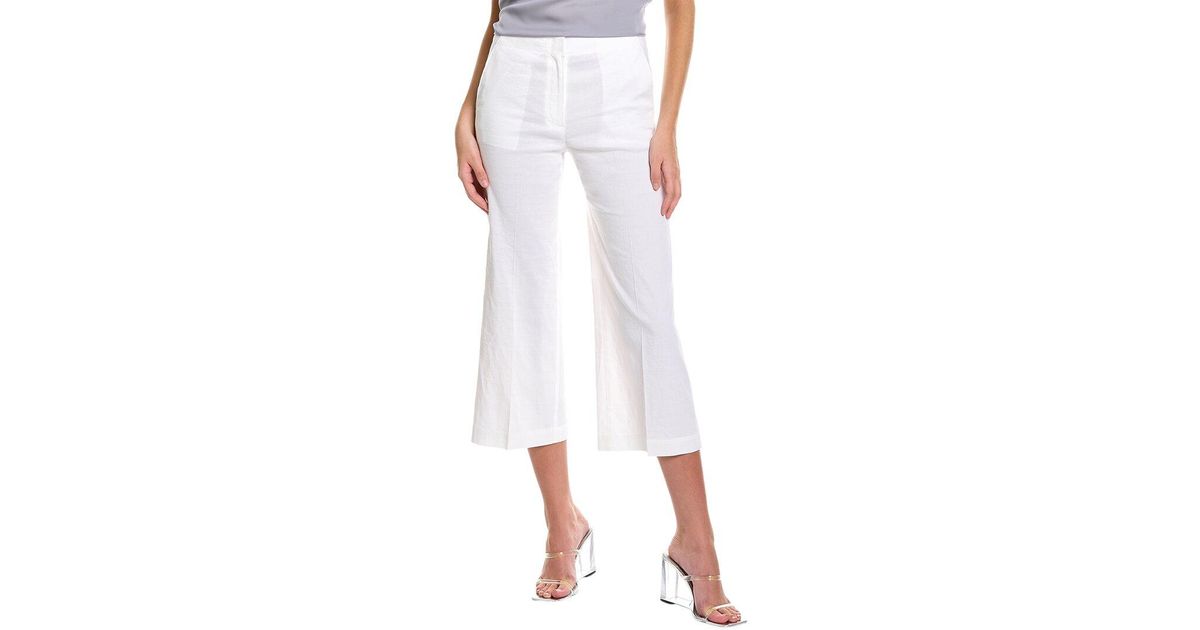 Theory Clean Terena Linen-blend Pant in White | Lyst