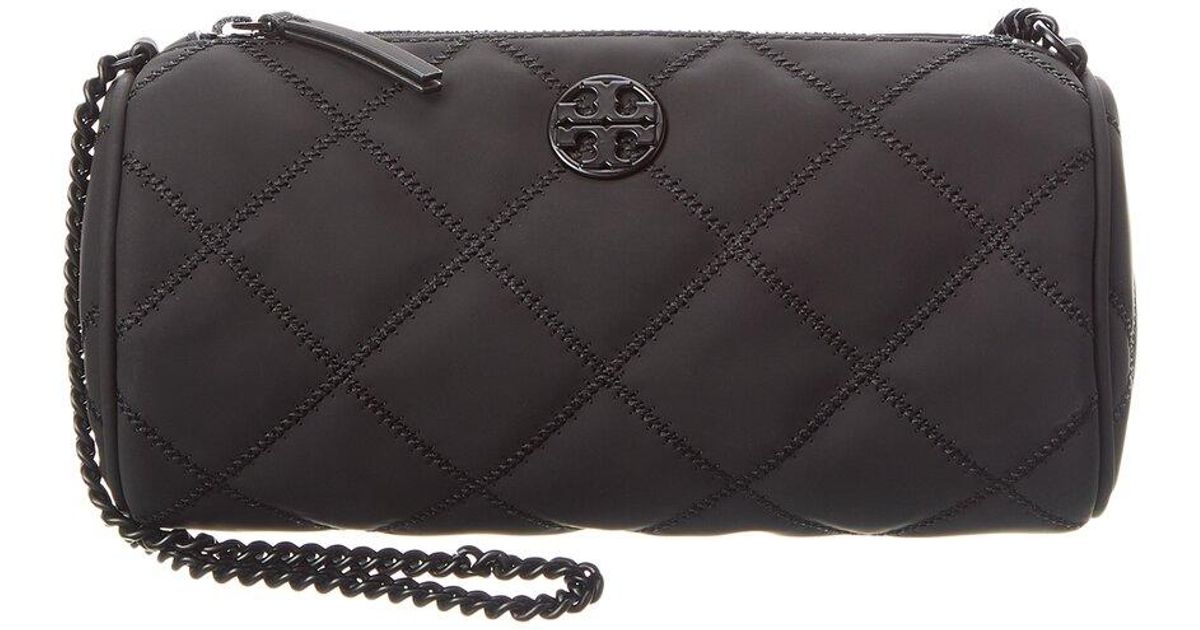 Tory Burch Willa Matte Barrel Bag in Black | Lyst