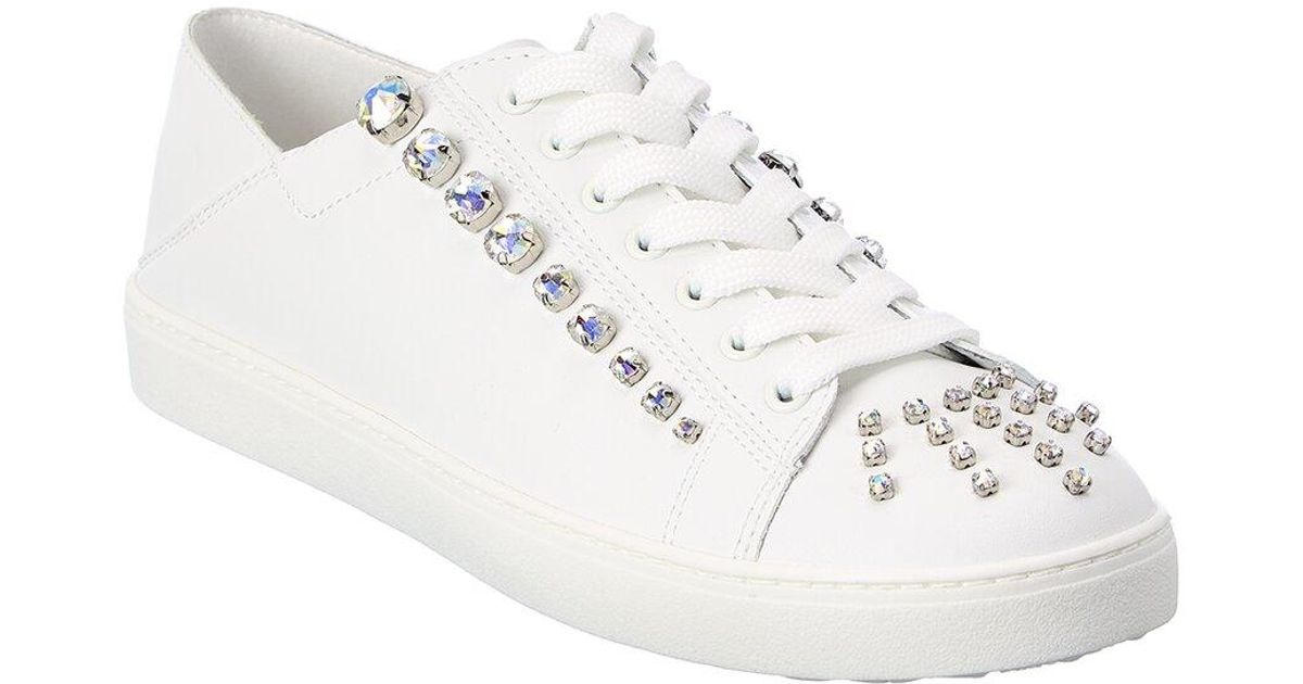 Stuart Weitzman Goldie Shine Convertible Leather Sneaker in White | Lyst