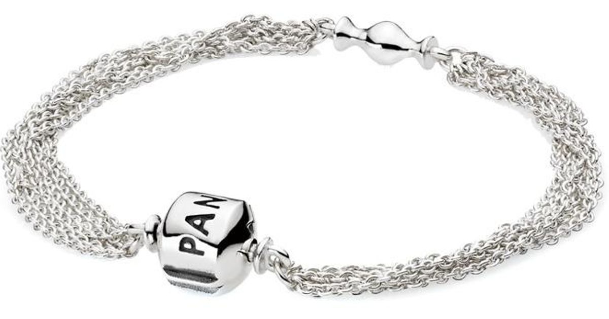 PANDORA Silver Clip Bracelet in Metallic - Lyst