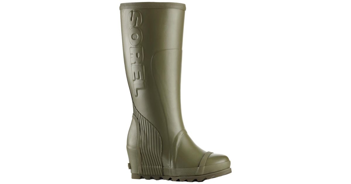 sorel joan tall waterproof wedge rain boot