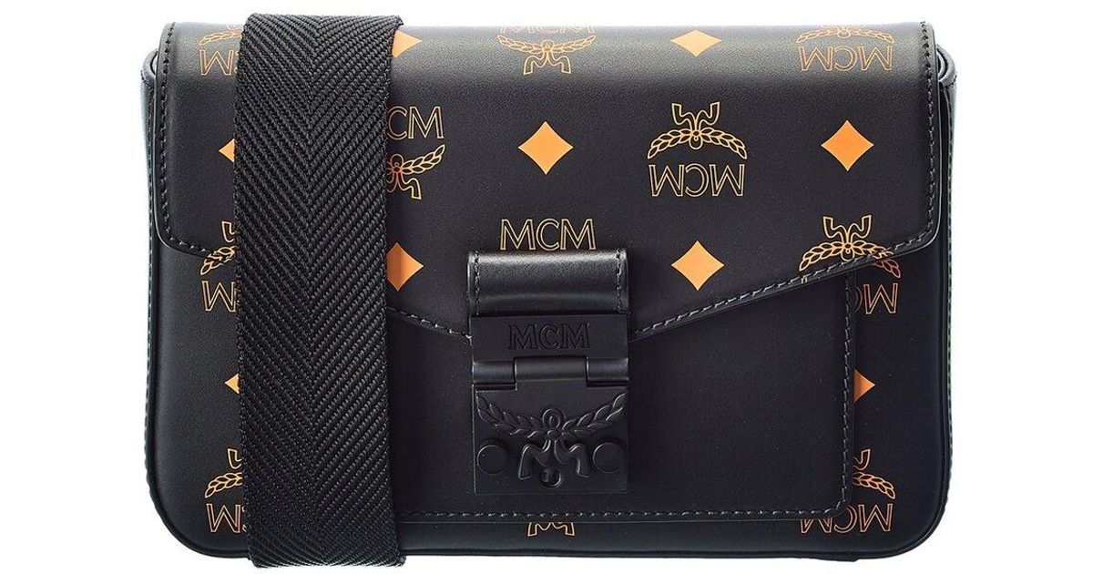MCM Millie Splash Visetos Leather Crossbody in Black Lyst