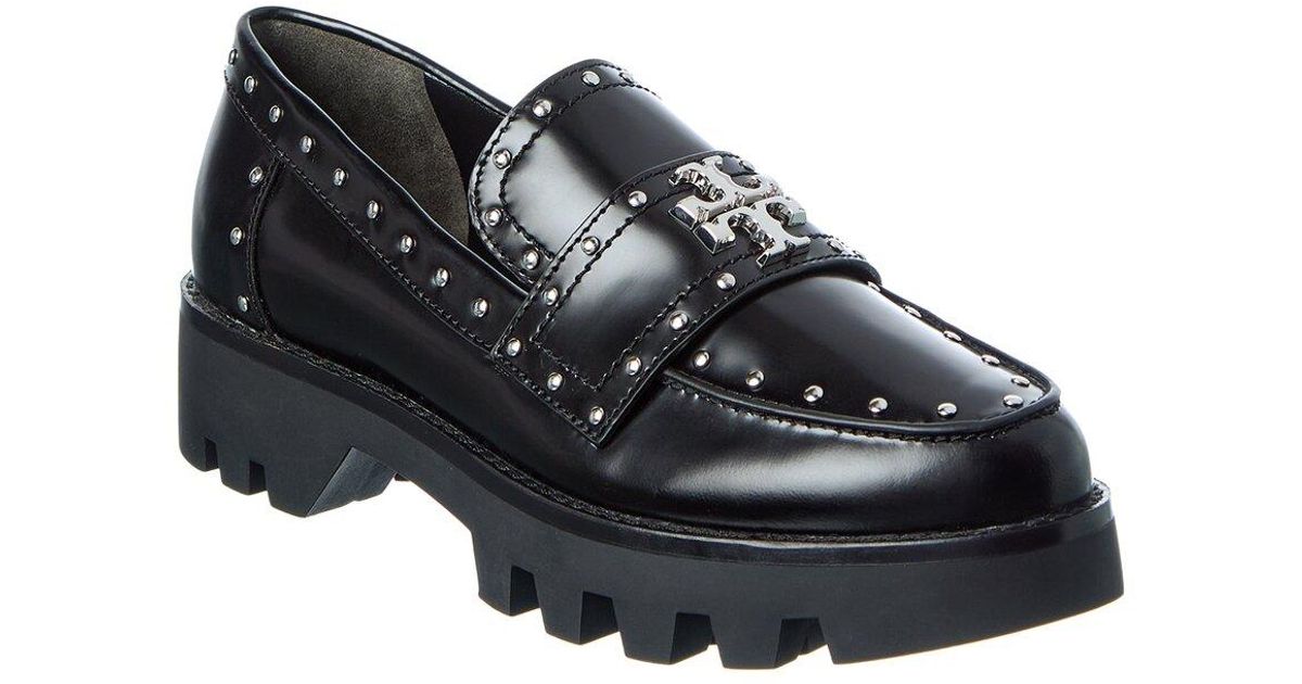 Tory Burch Mini Everly Chunky Leather Loafer in Black | Lyst