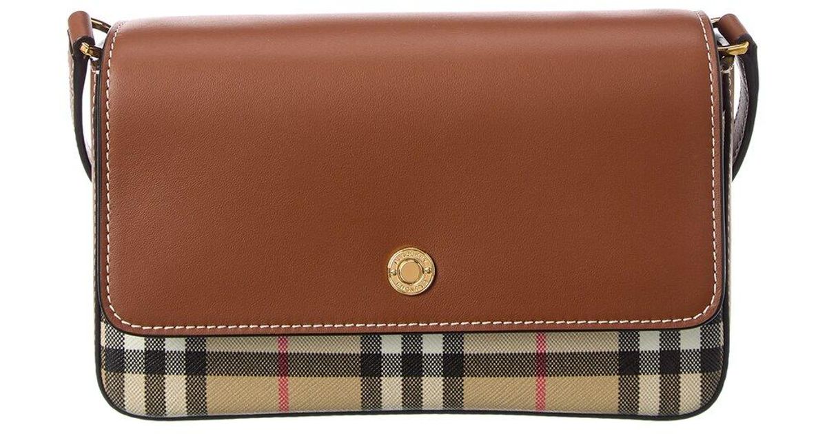Burberry Vintage Check Ecanvas & Leather Crossbody in Beige/Tan (Brown