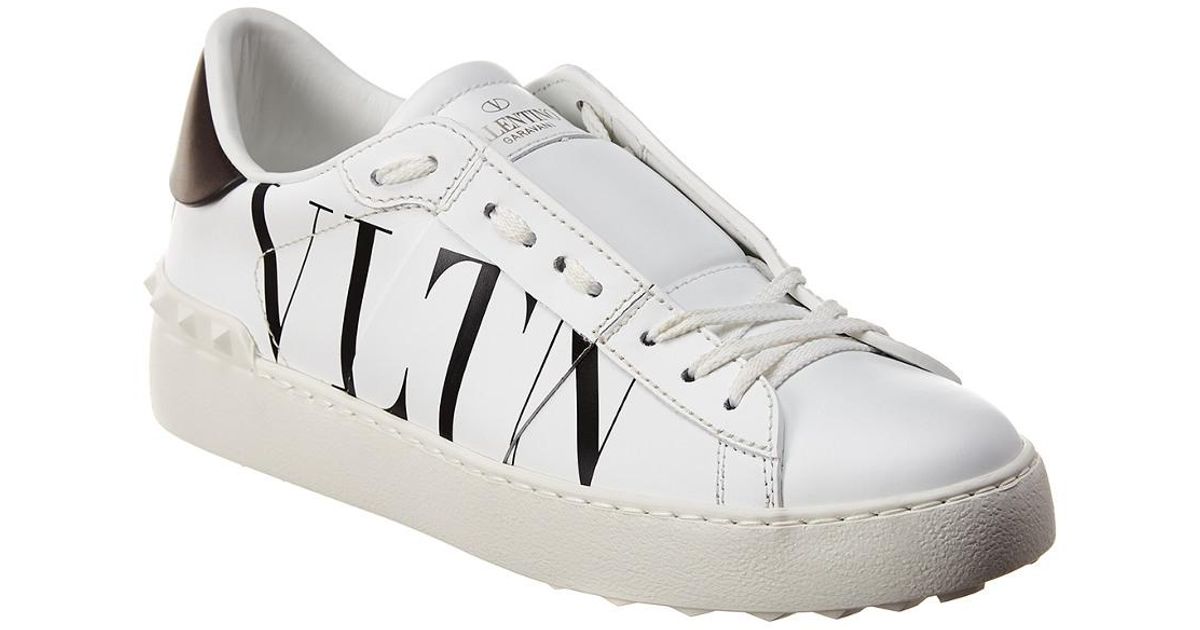 Valentino Vltn Open Leather Sneaker in White - Lyst