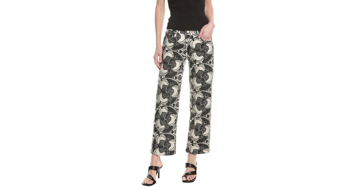 Mother The Mid-Rise Rambler Zip Ankle Curlycue & Cream Jean in Black ...