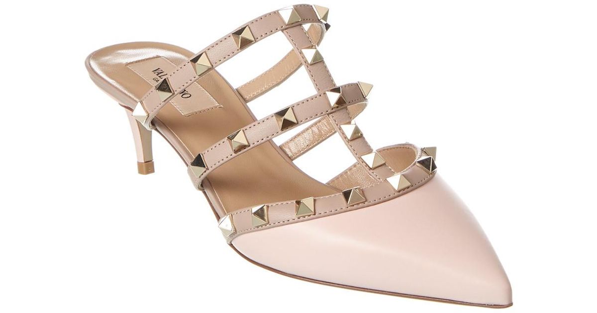 Valentino Rockstud Leather Mule in Pink - Lyst