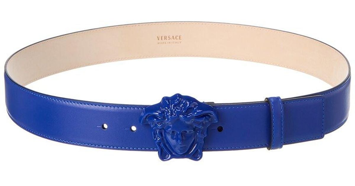 Versace La Medusa Leather Belt in Blue for Men - Lyst