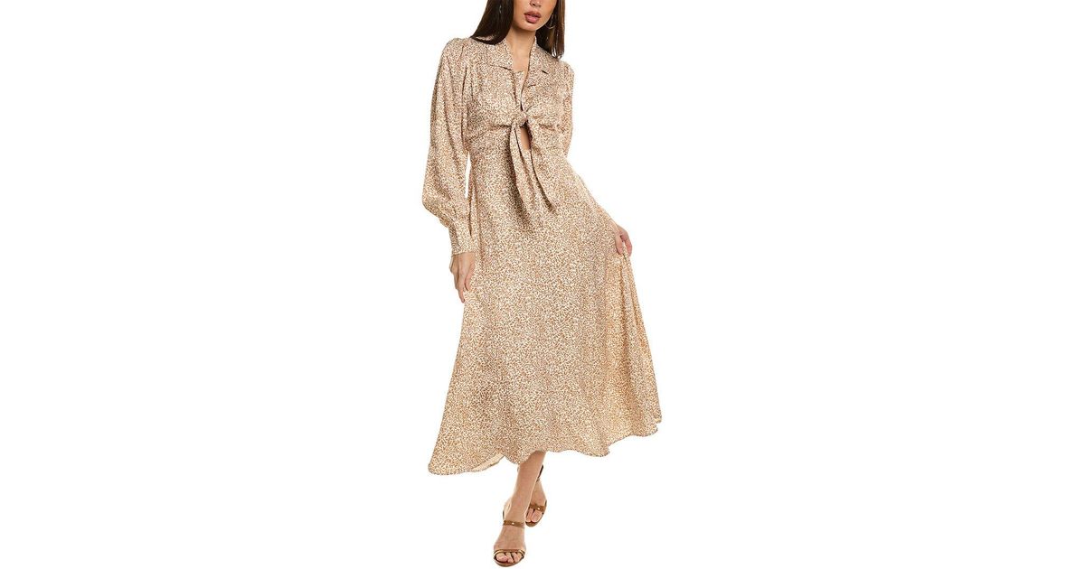Tahari Tie Front Linen-blend Midi Dress in Natural | Lyst UK Tahari Tie Front Linen-blend Midi Dress in Natural | Lyst UK