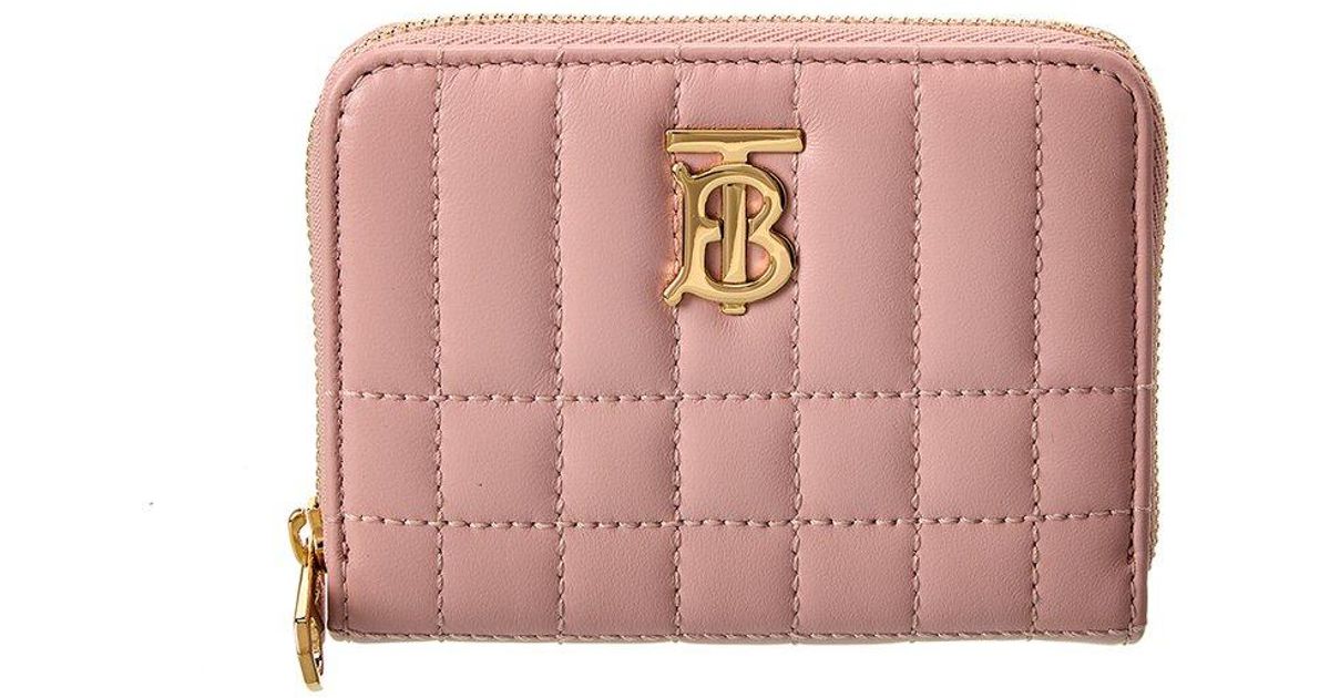 Burberry Mini Lola Quilted Leather Zip-around Wallet - Dusty Pink