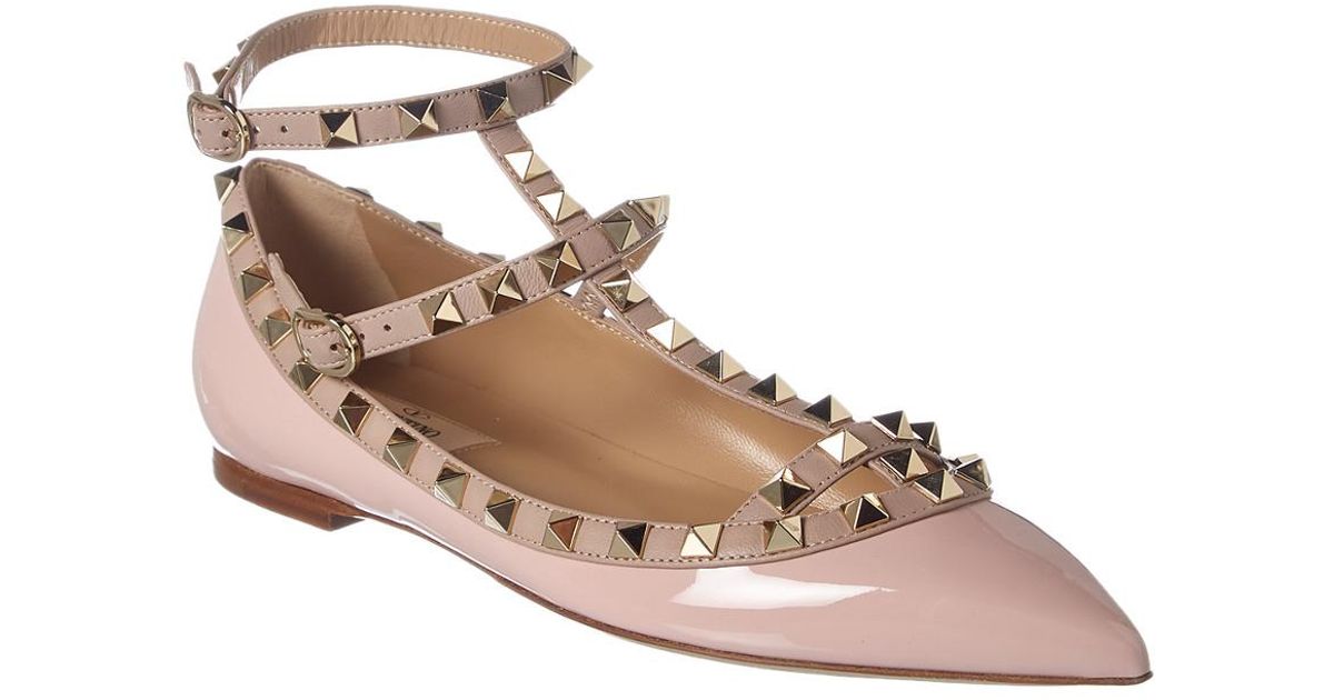 valentino rockstud caged patent ballerina flat