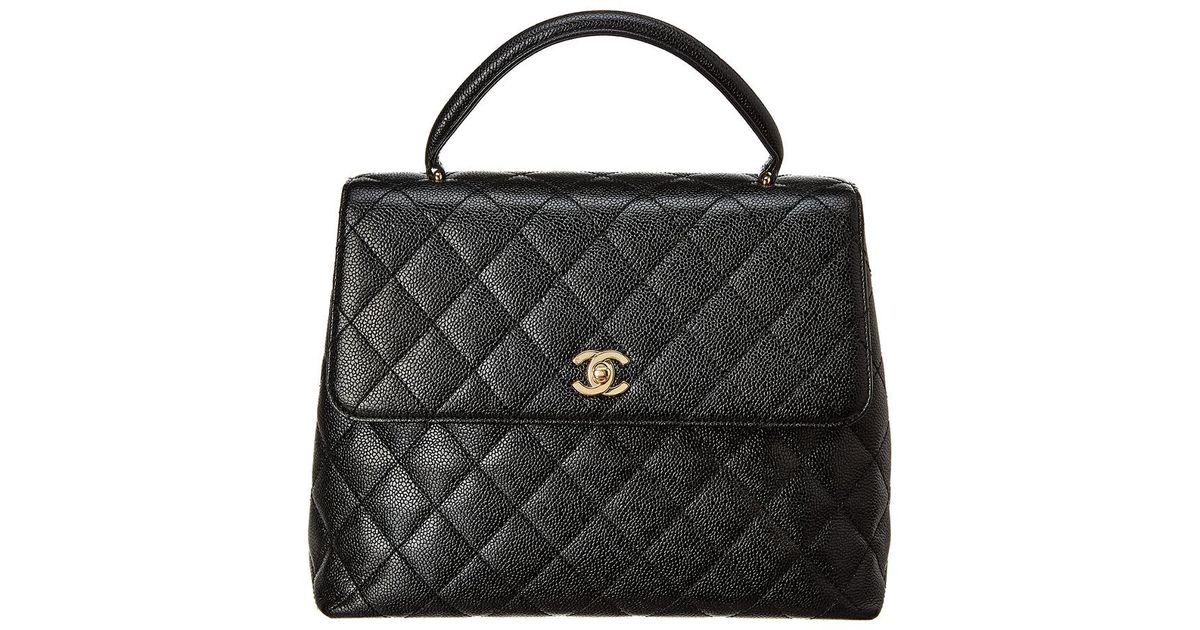 chanel black quilted caviar