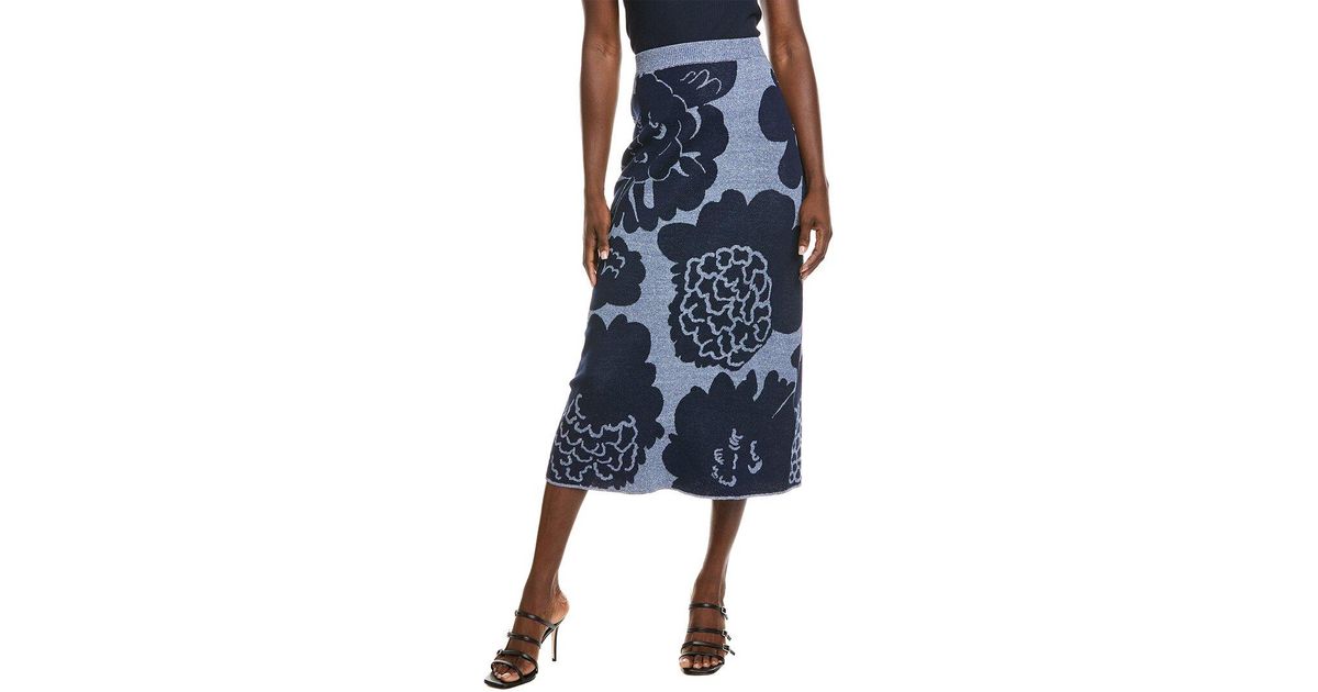 marimekko-sivellys-linen-blend-knitted-skirt-in-blue-lyst-uk