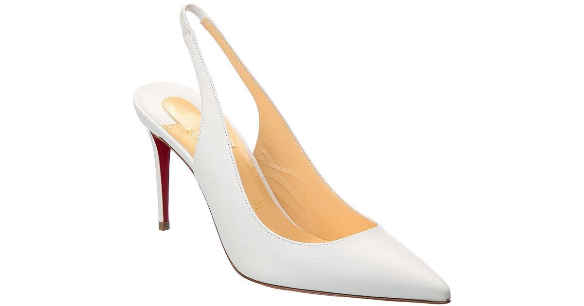 Christian Louboutin Kate 85 Leather Slingback Pump in White | Lyst UK