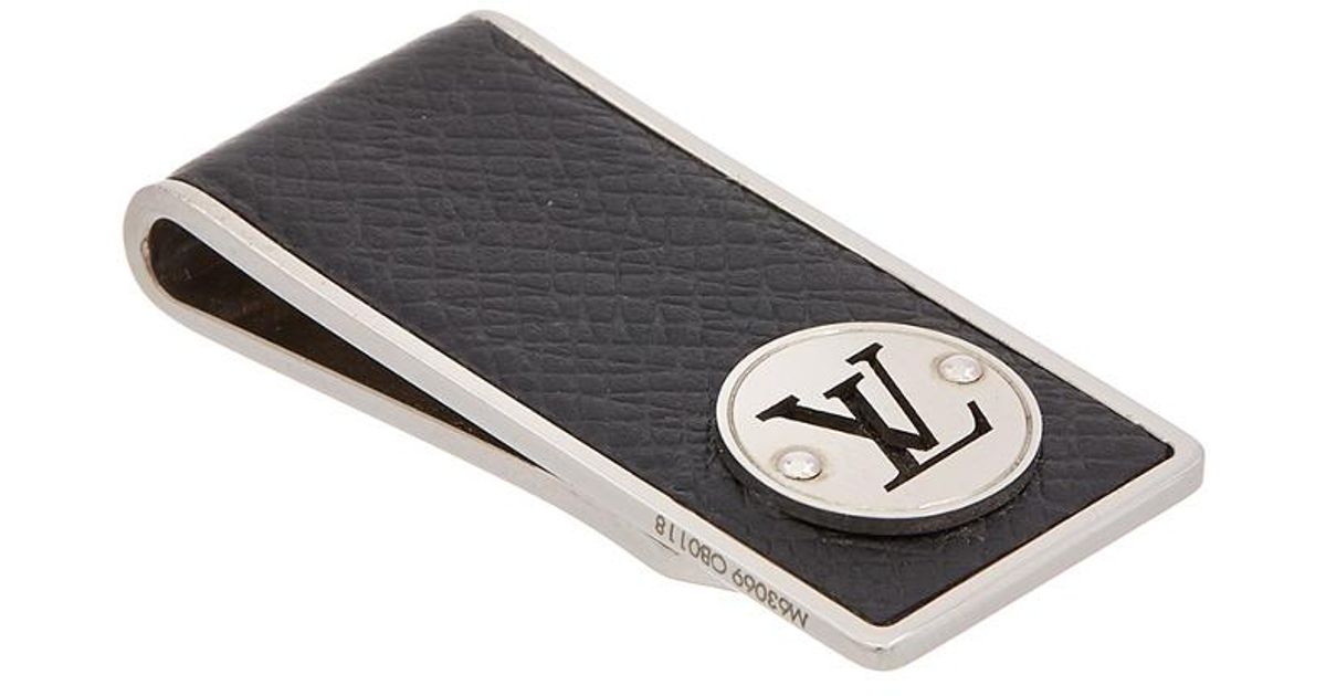 Louis Vuitton Silver-tone & Taiga Leather Money Clip for Men - Lyst