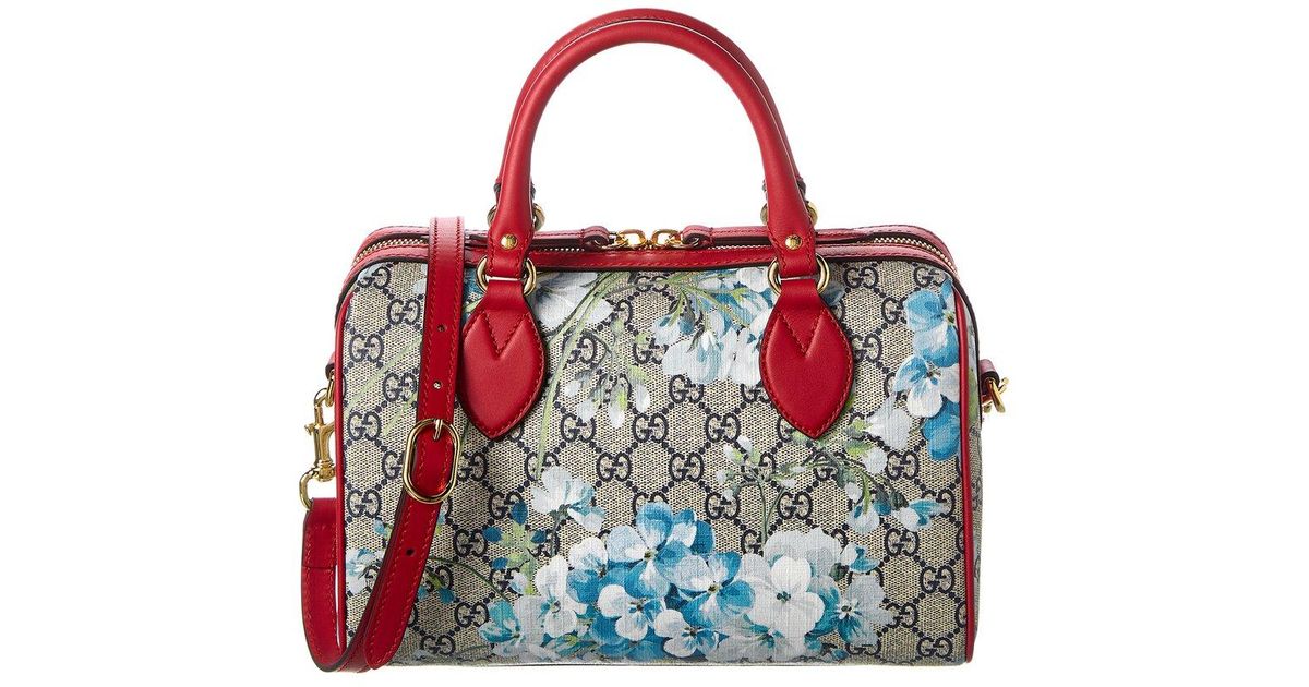 Gucci GG Blooms Supreme Canvas & Leather Satchel in Red | Lyst Australia