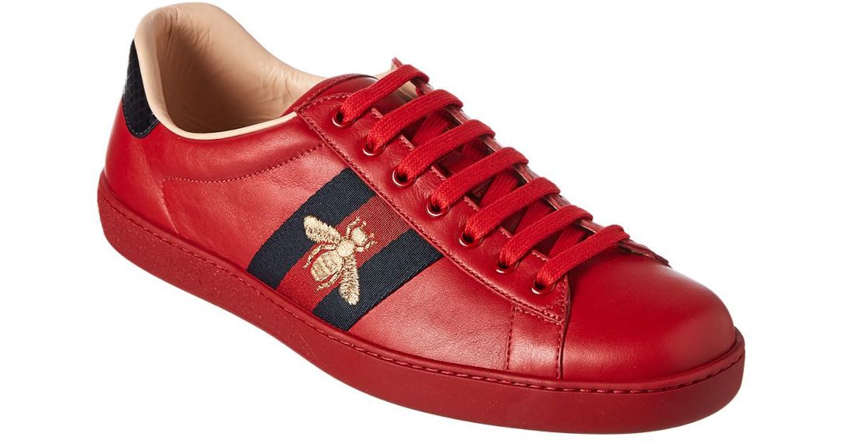 gucci ace embroidered sneaker red