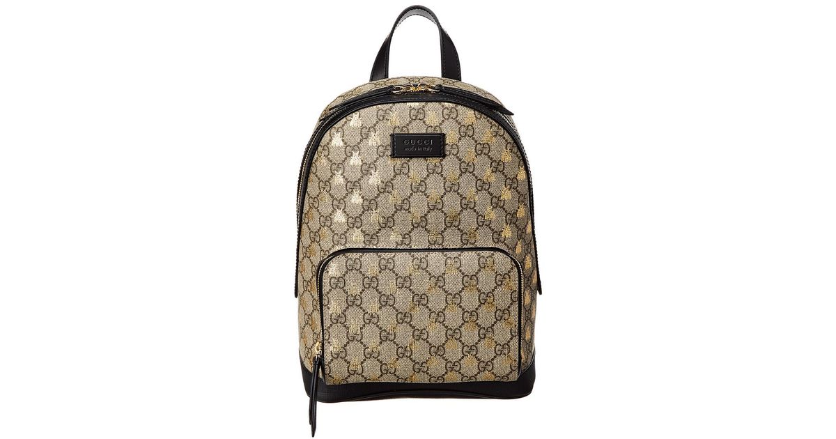 Gucci Canvas Gg Supreme Bee-print Backpack in Brown Gold (Brown) | Lyst