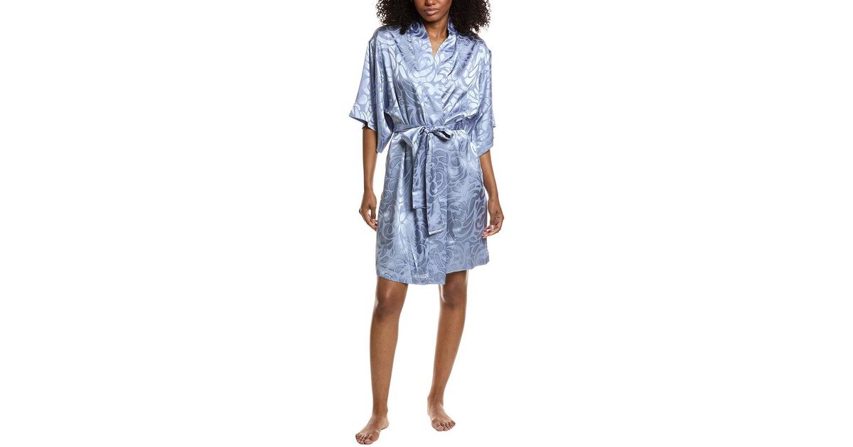Scroll Robe Natori Scroll Satin Jacquard Robe in Blue | Lyst UK
