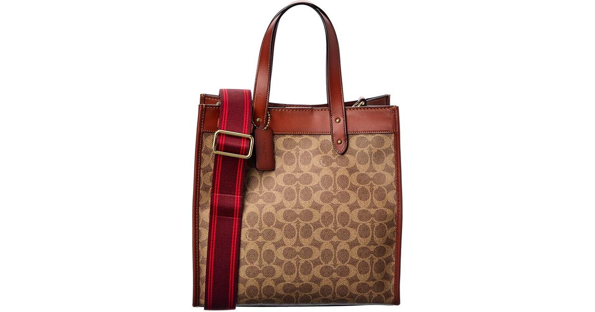 COACH Carriage Signature Coated Canvas & Leather Tote in Brown Lyst