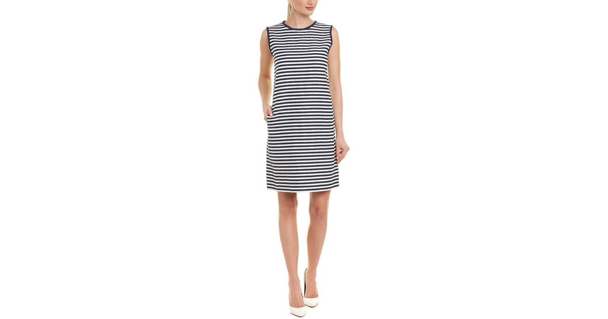 blue linen shift dress