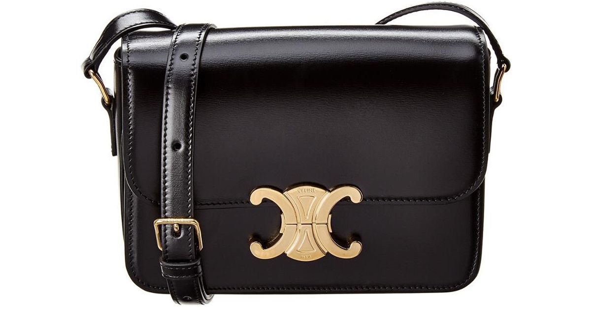 Celine Teen Triomphe Leather Crossbody in Black | Lyst Australia Celine Teen Triomphe Leather Crossbody in Black | Lyst Australia