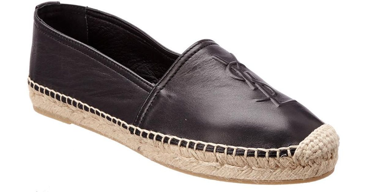 ysl black leather espadrilles