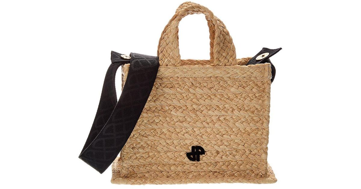 Patou Jp Small Raffia Tote in Brown | Lyst