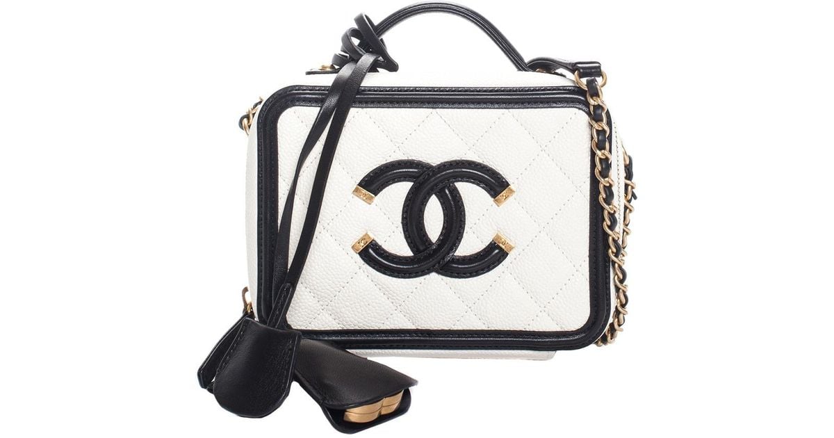 Chanel CC Filigree Vanity Case Quilted Caviar Goldtone Small Beige in  Caviar with Goldtone  US