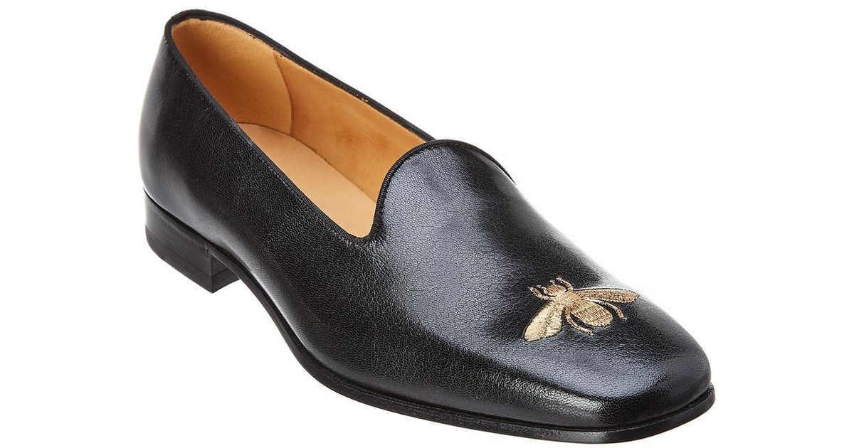 Gucci Bee Leather Loafer in Black for 