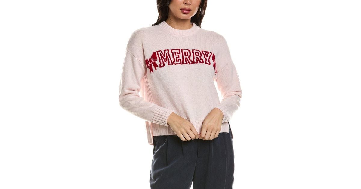 Hannah Rose Merino Wool Merry Crewneck Sweater in Pink | Lyst