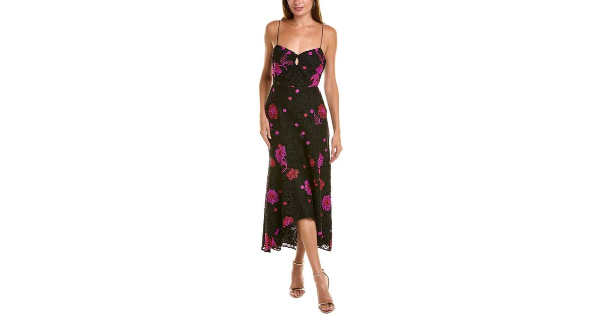 Ml monique lhuillier discount high-low floral-lace midi-dress