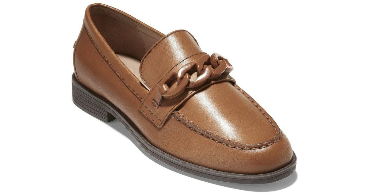 Cole Haan Stassi Chain Leather Loafer in Brown Lyst