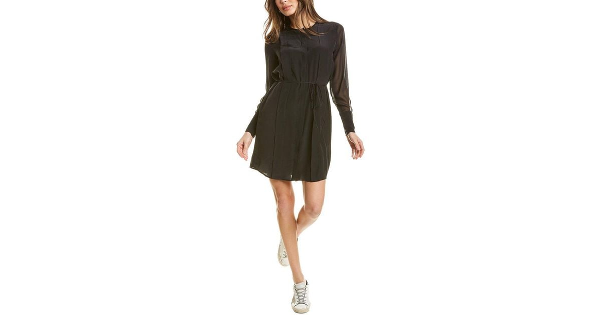Club Monaco Sheer Play Silk Shirt Dress Club Monaco Sheer Play Silk Shirtdress in Black - Lyst