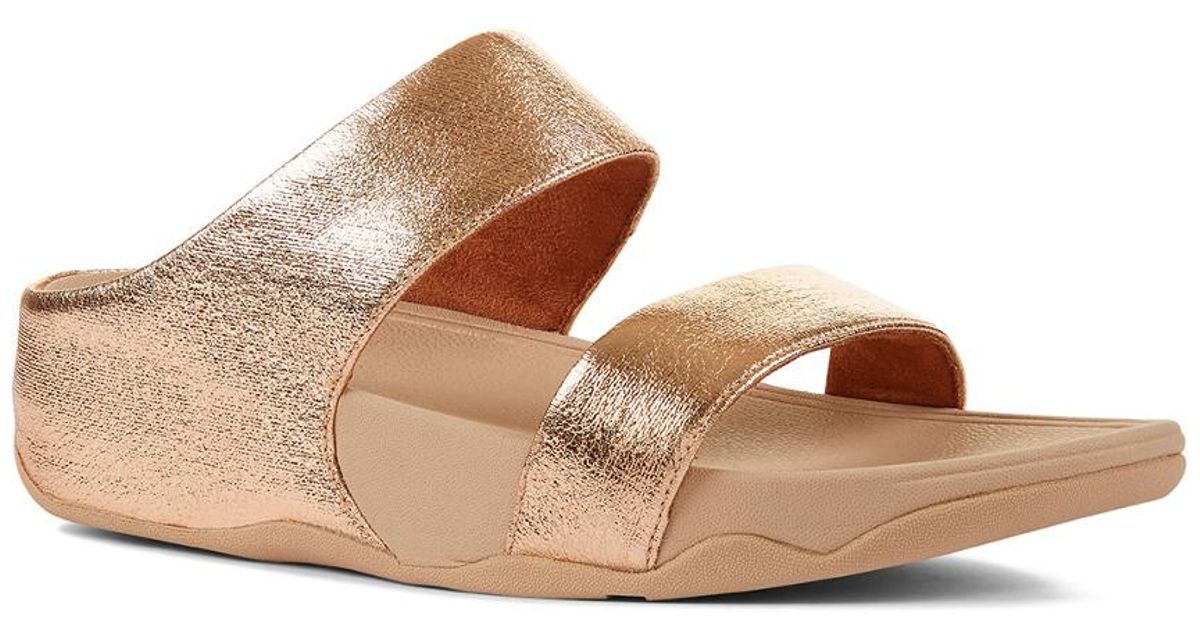 fitflop sola leather slides rose gold