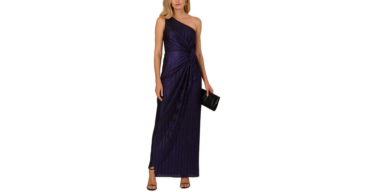 adrianna papell metallic knit draped dress Adrianna Papell Women's Foiled Knit Draped Dress, Gold, 12