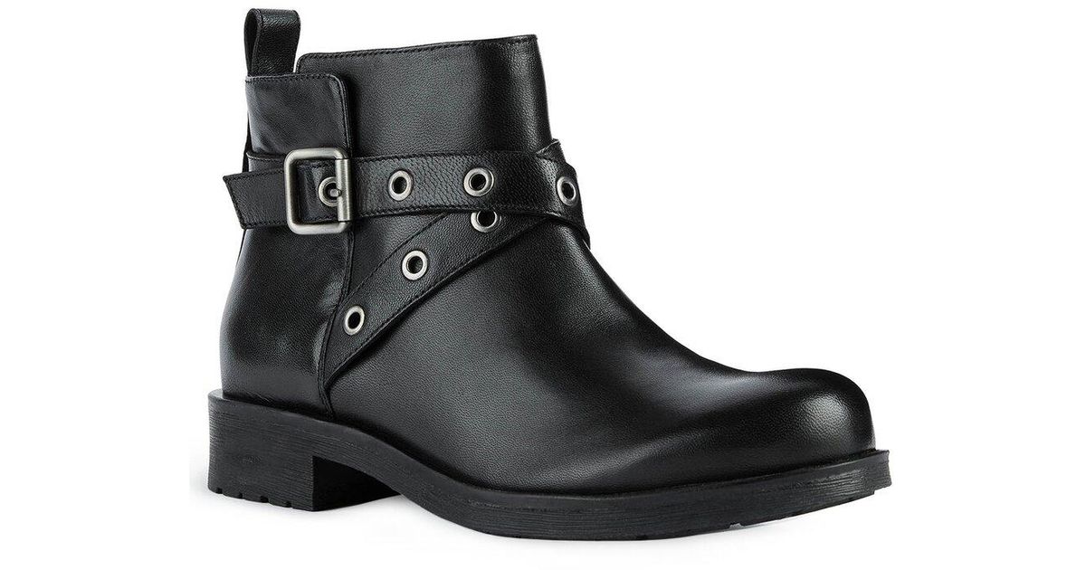 Geox Rawelle Leather Shoe in Black | Lyst