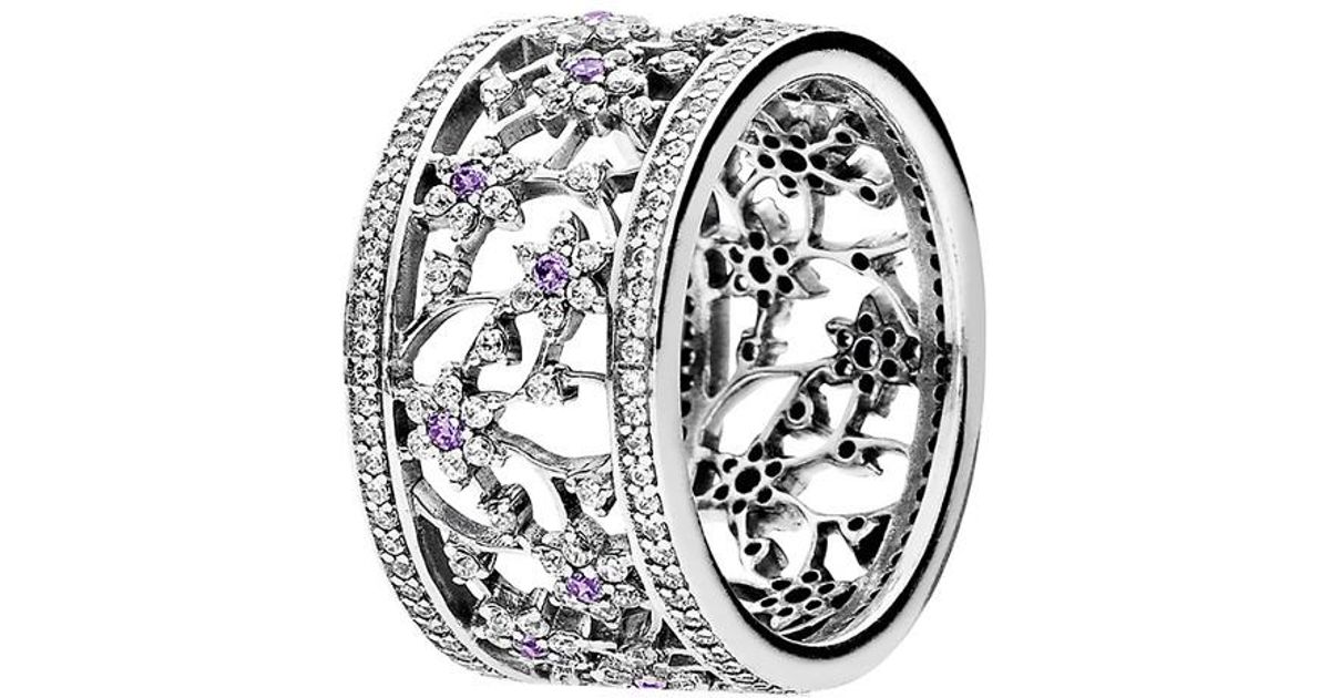 PANDORA Silver \u0026 Purple Cz Forget Me 