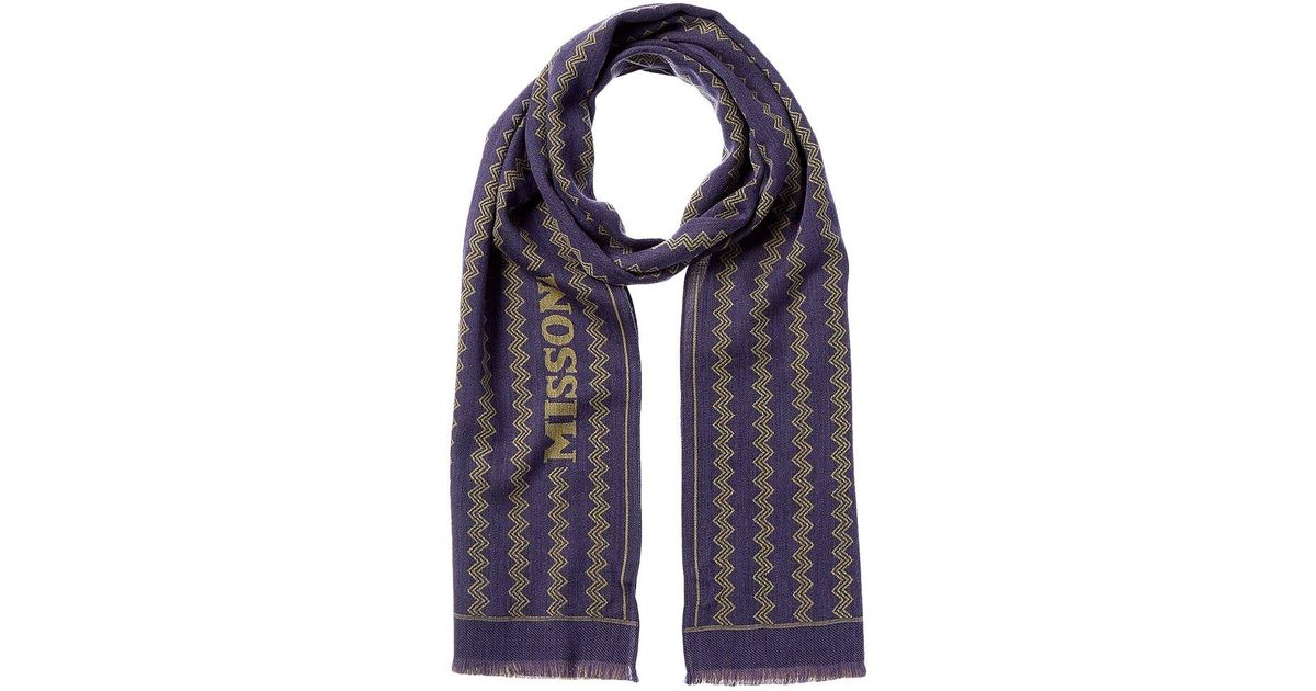 Missoni Blue Wool Men Scarf