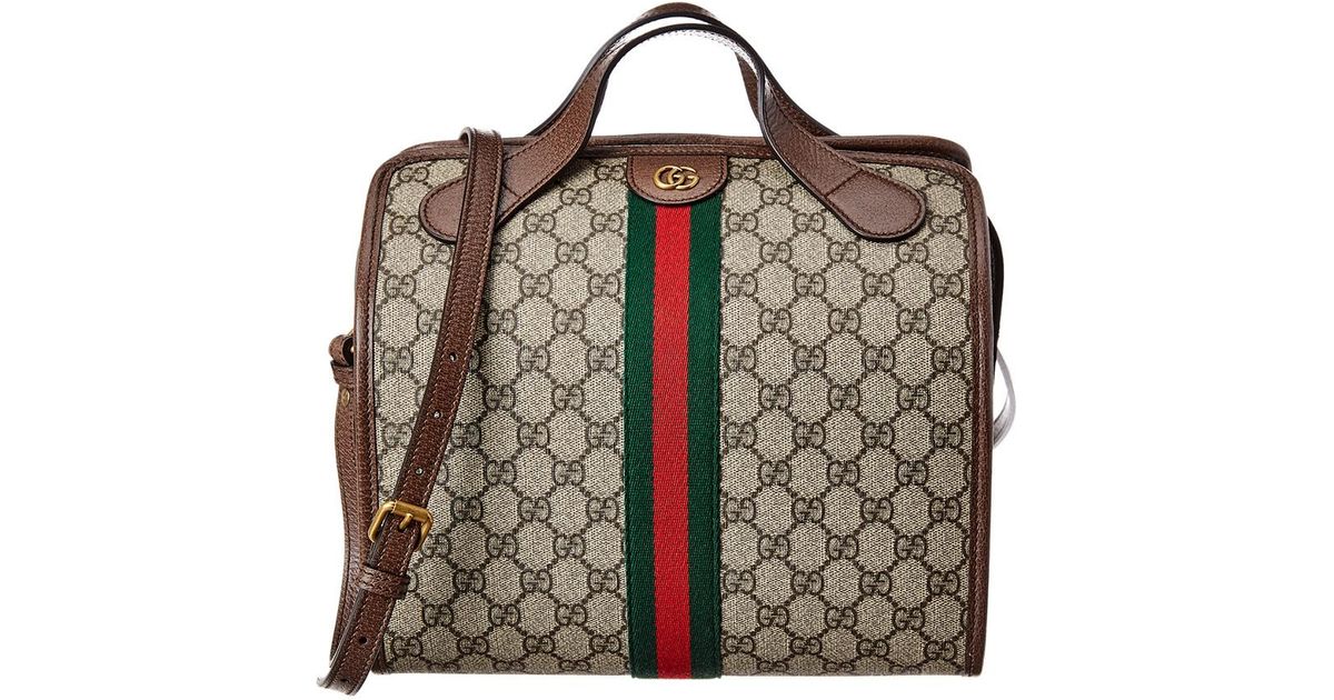 Gucci Ophidia GG Supreme Canvas & Leather Mini Duffle in Brown - Lyst